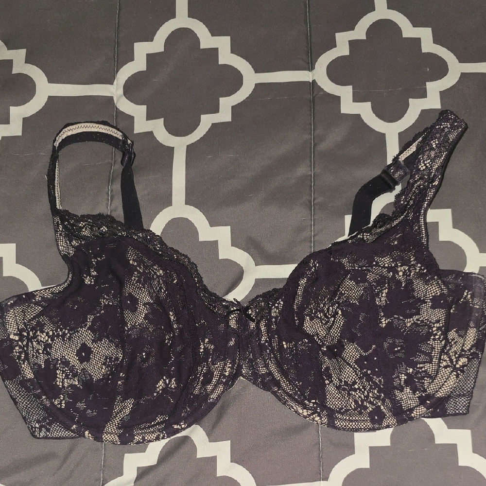 Cacique Lace Underwire Bra - Black and Cream